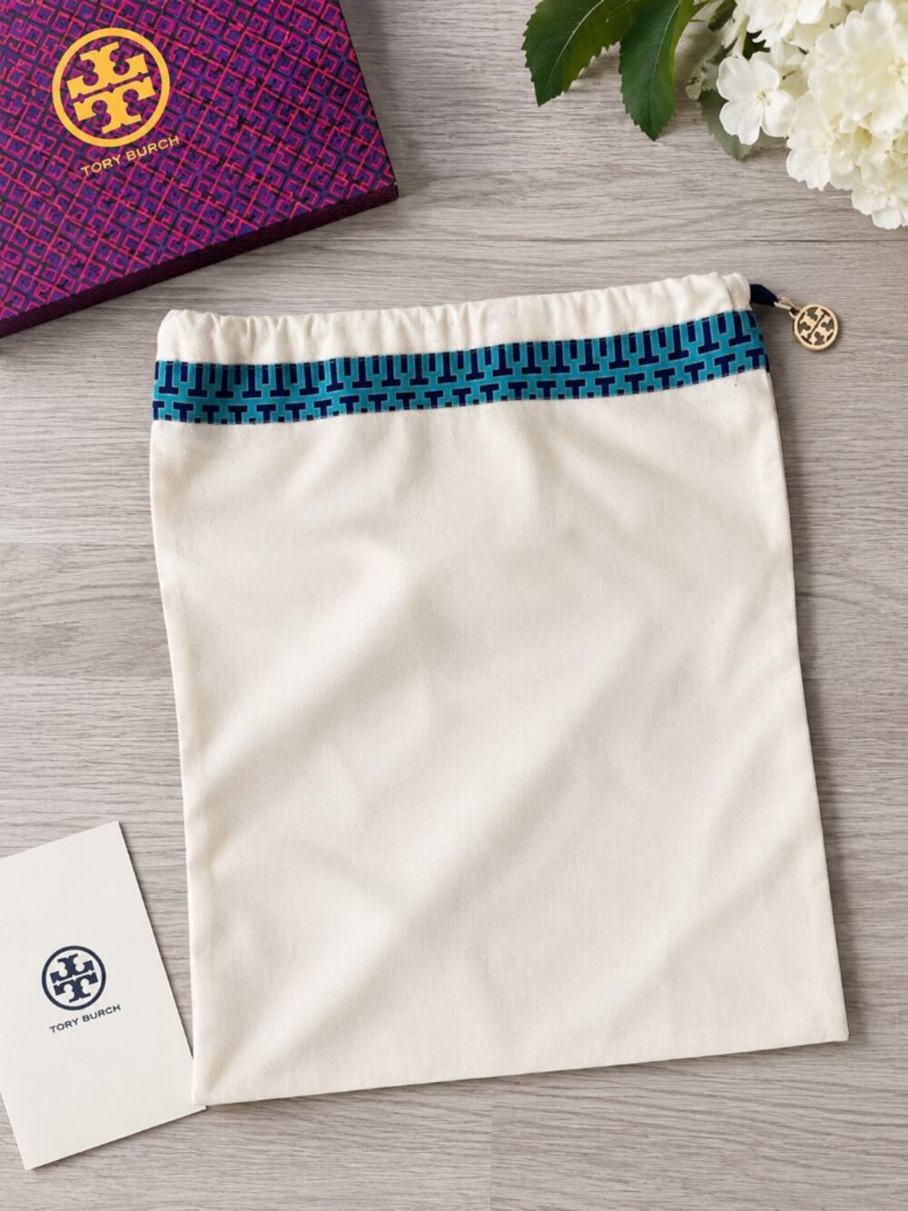 Tory Burch Canvas Dust Bag Drawstring Handbag Storage NEW